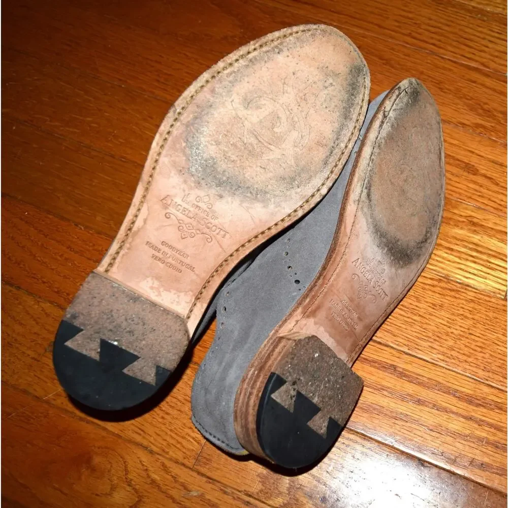 The Office of Angela Scott Women Oxford Shoes 36.5 Soft Gray Suede Leather Brogu